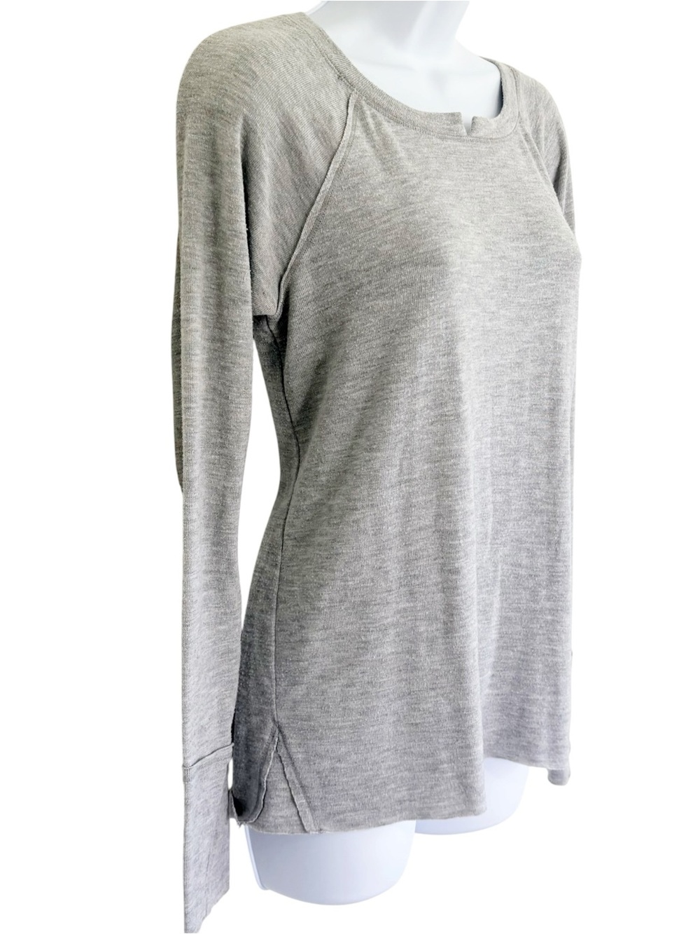 MICHAEL STARS Gray Long Sleeve Top Small Soft Stretch USA Made Pullover - Picture 2 of 10